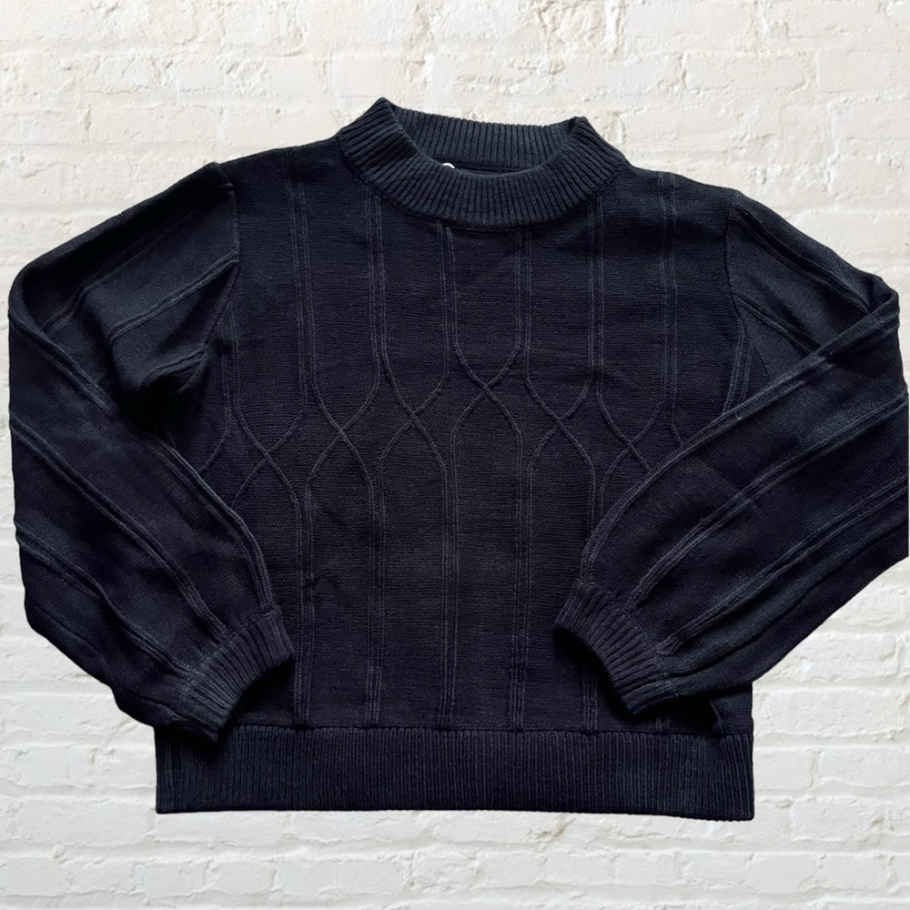 🆕 Amazon Anrabess cable knit long sleeve mock neck black sweater